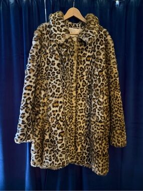 Leopard Print Faux Fur Coat - Women's Animal Print Jacket